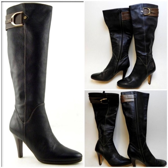 Cole Haan Sierra Air Knee High Heeled Boots Black - Picture 2 of 16